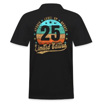 Update Level Up 25 Jahre Limited Edition Retro - Männer Poloshirt - Schwarz - Hinten - Kai (181cm)