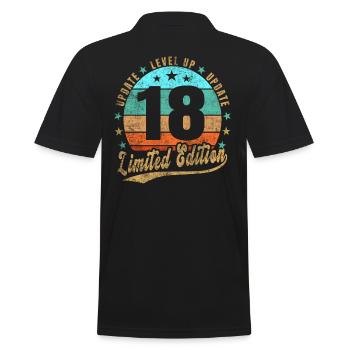 Update Level Up 18 Jahre Limited Edition Retro - Männer Poloshirt - Schwarz - Hinten - Kai (181cm)