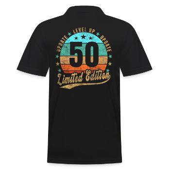Update Level Up 50 Jahre Limited Edition Retro - Männer Poloshirt - Schwarz - Hinten - Kai (181cm)