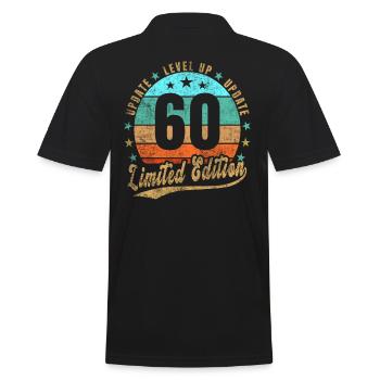 Update Level Up 60 Jahre Limited Edition Retro - Männer Poloshirt - Schwarz - Hinten - Kai (181cm)