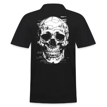 Totenkopf im Vintage Glitch Style - Männer Poloshirt - Schwarz - Hinten - Kai (181cm)