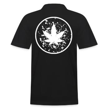Feuille de cannabis Taches de peinture en cercle - Polo Homme - noir - Dos - Kai (181cm)