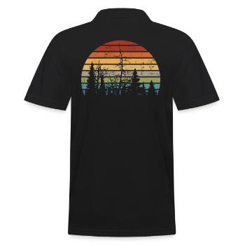 Retrocolor - Natur - Bäume - Wald - Vintage Logo - Men's Polo Shirt - black - Back - Kai (181cm)