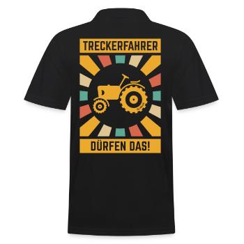 Treckerfahrer Dürfen Das! (Trecker Traktor V6 4C) - Männer Poloshirt - Schwarz - Hinten - Kai (181cm)