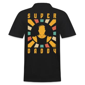 Super Daddy (Papa / Vater / Strahlen / 4C) - Männer Poloshirt - Schwarz - Hinten - Kai (181cm)