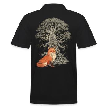 Forest Tree Fox Foxes Fairy Tale Fairy Tale Character Child - Men's Polo Shirt - black - Back - Kai (181cm)
