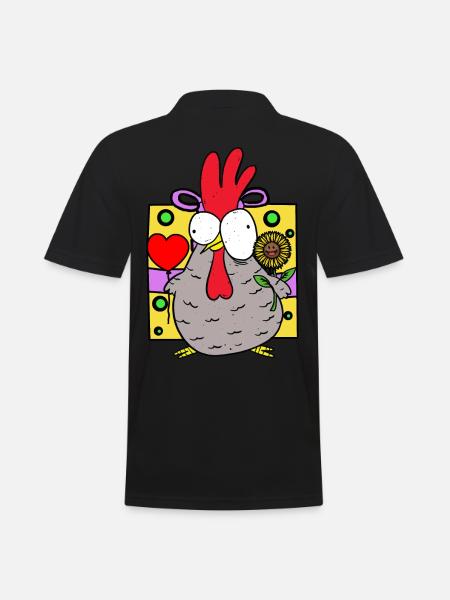 Birthday Gift Chicken Sunflower Congratulations - Men's Polo Shirt - black