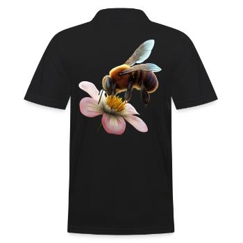 Biene auf Blume - Männer Poloshirt - Schwarz - Hinten - Kai (181cm)