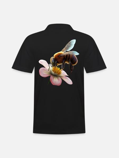 Bee on flower - Men's Polo Shirt - black