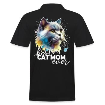 Best Cat Mom Beste Katzenmama - Men's Polo Shirt - black - Back - Kai (181cm)