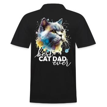 Best Cat Dad Ever - Men's Polo Shirt - black - Back - Kai (181cm)