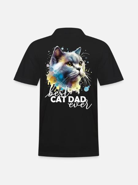 Best Cat Dad Ever - Men's Polo Shirt - black