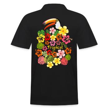 Toucan d'été fleurs fleurs d'hibiscus à Hawaii - Polo Homme - noir - Dos - Kai (181cm)