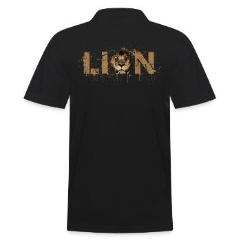 Lion lion head Africa predator predator brown - Men's Polo Shirt - black - Back - Kai (181cm)