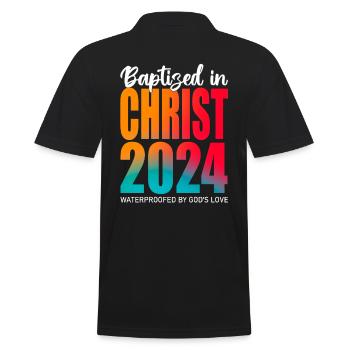 Getauft In Christus 2024 - Gottes Liebe - Männer Poloshirt - Schwarz - Hinten - Kai (181cm)