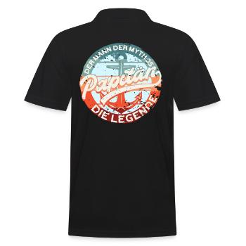 PAPITÄN - Die Legende - Retrocolor - Männer Poloshirt - Schwarz - Hinten - Kai (181cm)