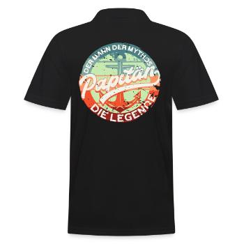 Papitän - Die Legende - Retro - Männer Poloshirt - Schwarz - Hinten - Kai (181cm)