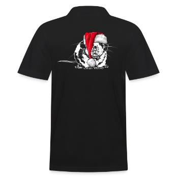 Santa RATTE Weihnachten Ratte Maus Wilsigns - Männer Poloshirt - Schwarz - Hinten - Kai (181cm)