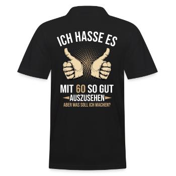 60. Geburtstag Damen Herren 60 Jahre - Männer Poloshirt - Schwarz - Hinten - Kai (181cm)