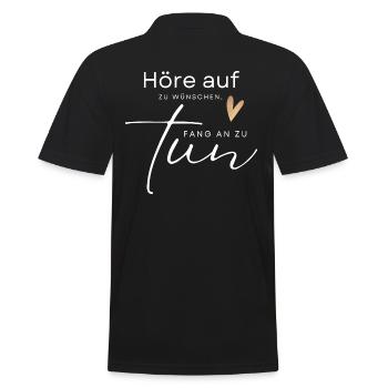 POSITIVE EINSTELLUNG MINDSET Motivation - Männer Poloshirt - Schwarz - Hinten - Kai (181cm)