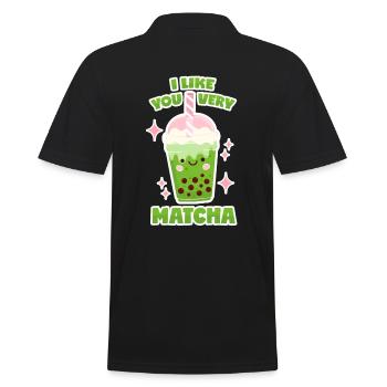Matcha Bubble Tea - Männer Poloshirt - Schwarz - Hinten - Kai (181cm)