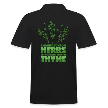 Herbal saying - thyme puns - Men's Polo Shirt - black - Back - Kai (181cm)