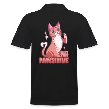 Positive cat - Pawsitive! - Men's Polo Shirt - black - Back - Kai (181cm)