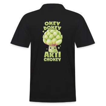 Artischocke: Okey Dokey Artichokey - Männer Poloshirt - Schwarz - Hinten - Kai (181cm)