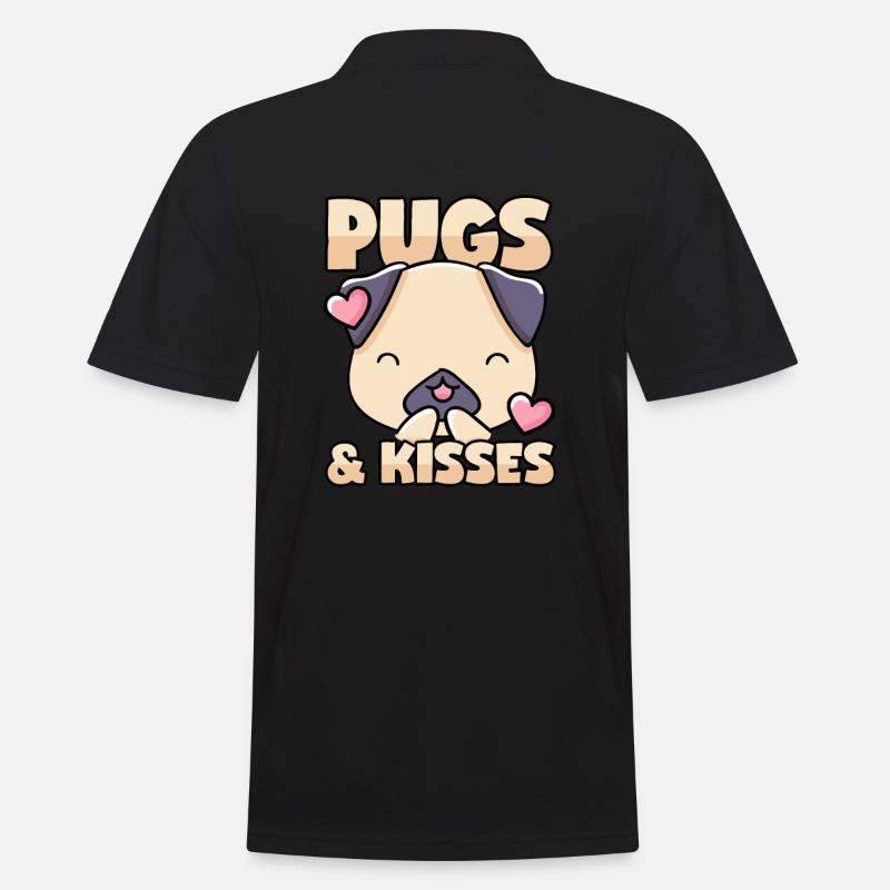 Mops Küsschen - Männer Poloshirt - Schwarz