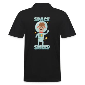 Weltraum-Schaf - Männer Poloshirt - Schwarz - Hinten - Kai (181cm)