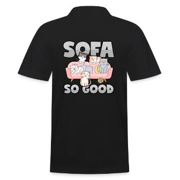 Cat sofa - So far so good! - Men's Polo Shirt - black - Back - Kai (181cm)