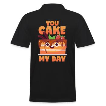 Cake Pun: "You Make My Day" - Men's Polo Shirt - black - Back - Kai (181cm)