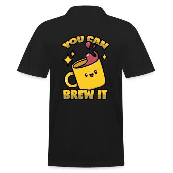 Barista Motivation - Männer Poloshirt - Schwarz - Hinten - Kai (181cm)