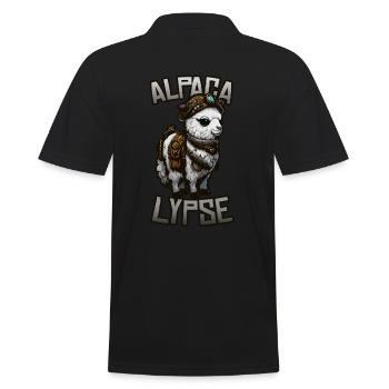 Alpacalypse - Steampunk Alpaca in the Apocalypse - Men's Polo Shirt - black - Back - Kai (181cm)