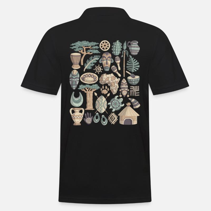 Afrika - Männer Poloshirt - Schwarz