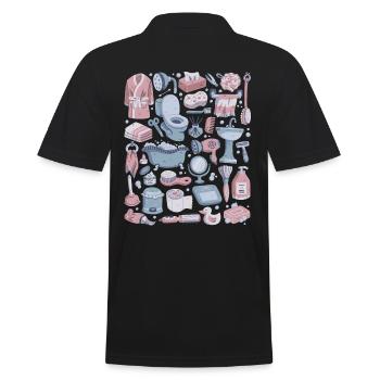 Bathroom - Men's Polo Shirt - black - Back - Kai (181cm)