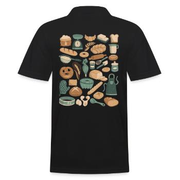 Backen & Bäckerei Doodles - Männer Poloshirt - Schwarz - Hinten - Kai (181cm)