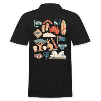 Australien - Männer Poloshirt - Schwarz - Hinten - Kai (181cm)