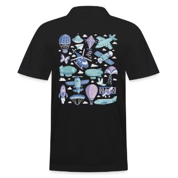 Aviation - Helicopter, Airplane, UFO - Men's Polo Shirt - black - Back - Kai (181cm)