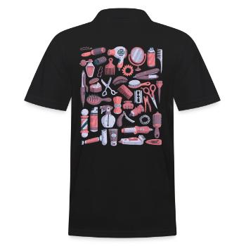 Frisör & Barbier - Männer Poloshirt - Schwarz - Hinten - Kai (181cm)