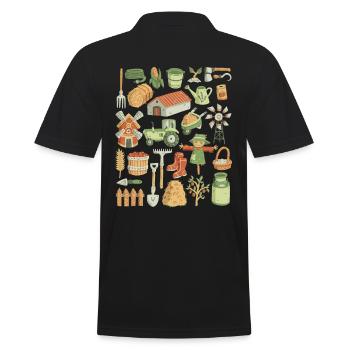 Bauernhof - Männer Poloshirt - Schwarz - Hinten - Kai (181cm)