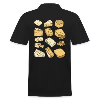 Käse (Parmesan, Gouda, Gorgonzola, Camember) - Männer Poloshirt - Schwarz - Hinten - Kai (181cm)