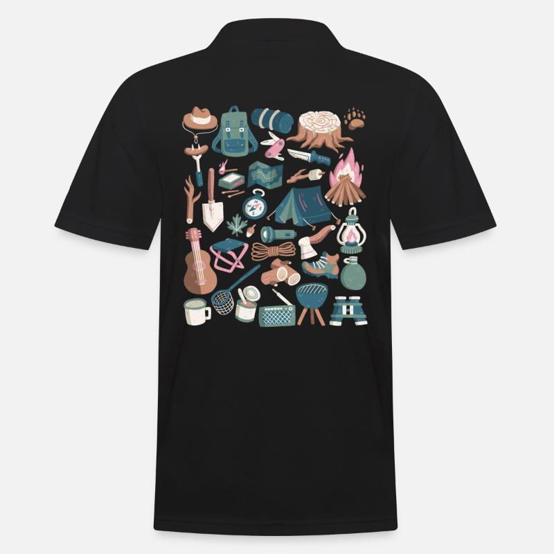Camping - Männer Poloshirt - Schwarz