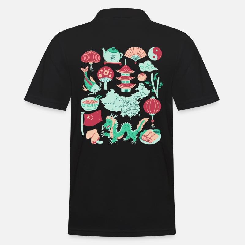 China - Männer Poloshirt - Schwarz