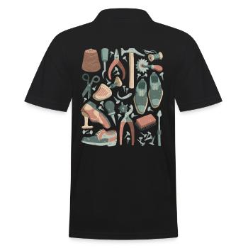 Schuster, Schuhmacher - Leisten, Werkzeug - Männer Poloshirt - Schwarz - Hinten - Kai (181cm)