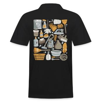 House cleaning - cleaning, mopping, cleaning - Men's Polo Shirt - black - Back - Kai (181cm)