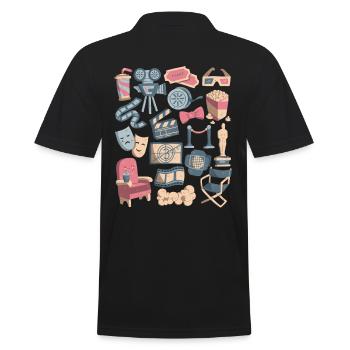 Kino - Filme, Leinwand, Popcorn - Männer Poloshirt - Schwarz - Hinten - Kai (181cm)