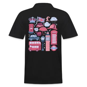 England London Big Ben Telefonzelle Bus UK - Männer Poloshirt - Schwarz - Hinten - Kai (181cm)