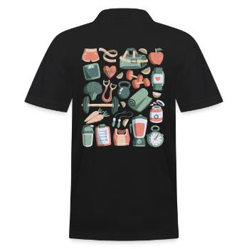 Diet Doodles Perte de poids Poids Fitness Calories - Polo Homme - noir - Dos - Kai (181cm)