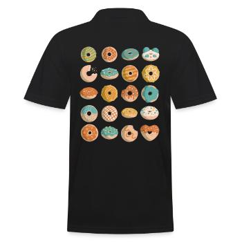 Donuts - Männer Poloshirt - Schwarz - Hinten - Kai (181cm)